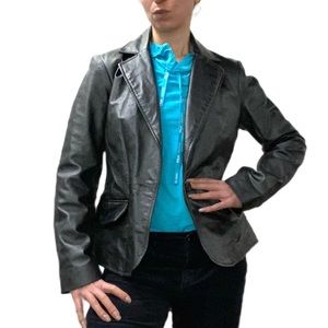 Leather blazer- Metallic